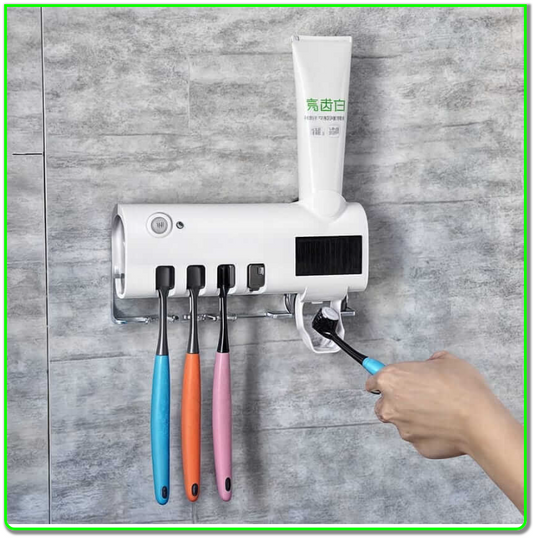 Distributeur Automatique de Dentifrice et porte-brosse a Dent Antibactérien UV@CM