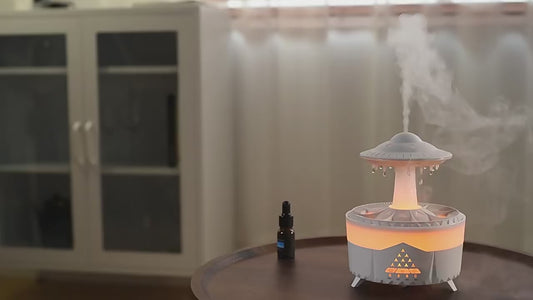 Humidificateur d'air diffuseur de parfum lampe led en forme d'ufo avec telecommande